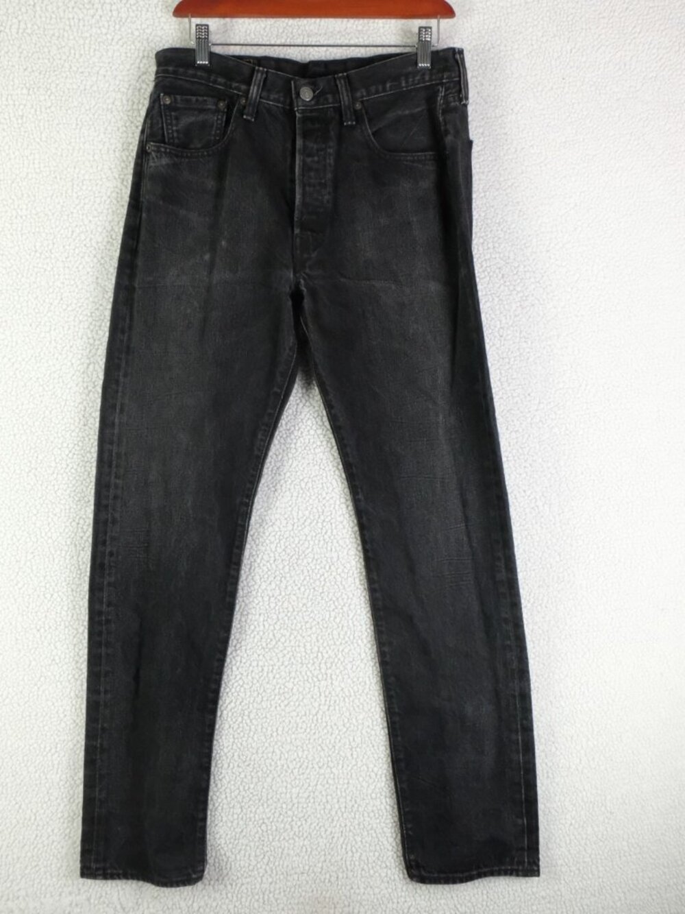 Levis 501 Ct Jeans Mens 30X32 Black Straight Leg Button Fly Heavyweight Denim